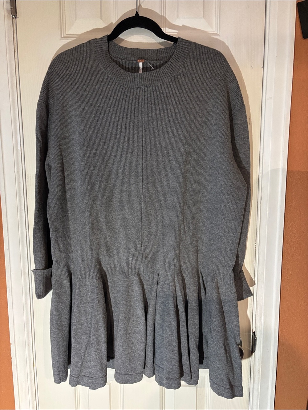 Free People Kids Charcoal Knit Ruffle-Hem Dress